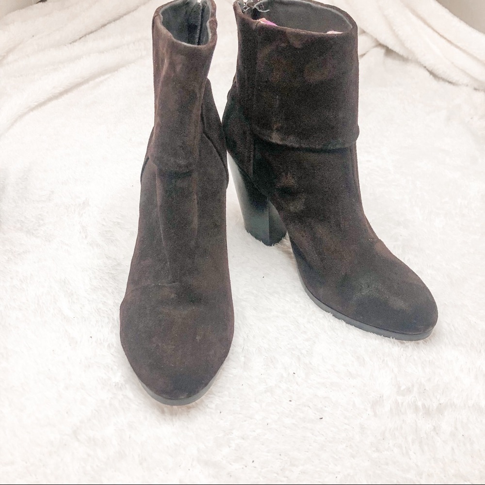 Rag & Bone Classic Newbury Suede Ankle Booties Burgundy Brown Size 37 or US 7